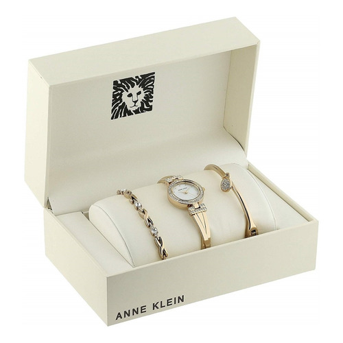 Anne Klein Reloj Para Mujer Tono Dorado Y Cristales Color del bisel Gris Color del fondo Blanco