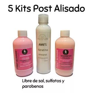 5 Kits Post Alisado Shampoo, Acondicionador Y Keratina 