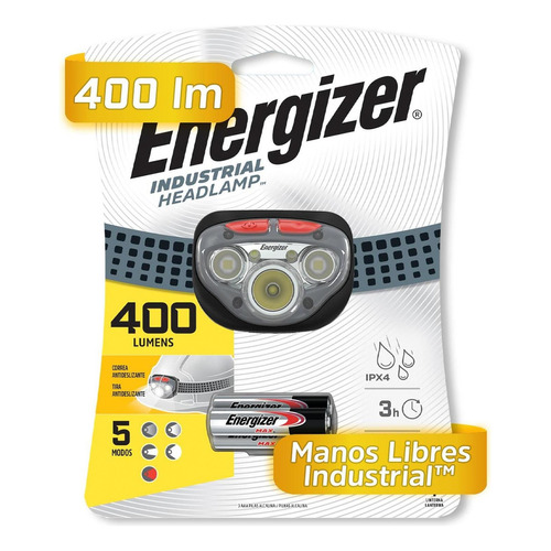 Linterna Manos Libres Energizer 400 Lumenes Color de la linterna Negra Color de la luz Rojo
