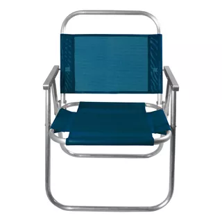   Cadeira De Praia  Alumínio Reforçada Até 150kg Cor Azul-marinho