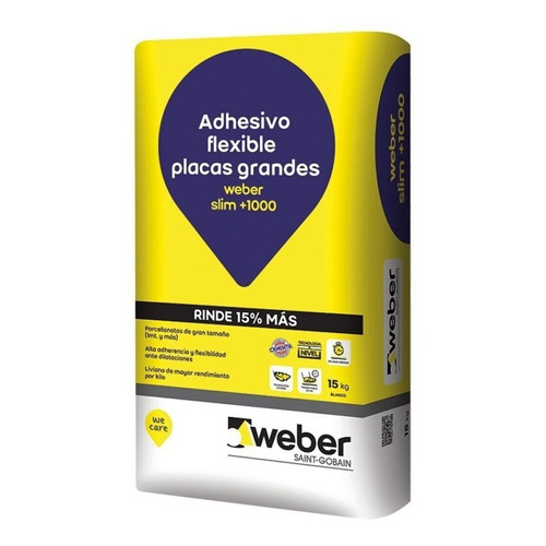 Adhesivo Weber Slim +1000 Flexible Placas Grandes X 15kg