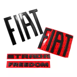 Kit 4 Emblemas Preto Grade Mala Fiat Nova Strada Freedom 21