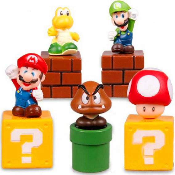 5 Piezas Mario Bros Figura Juguete Niños Regalo Colección