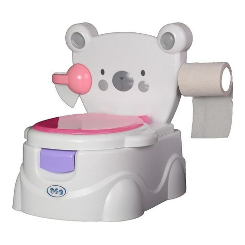 Bañito Entrenador Bebe Aeiou Oso Dispensador Musical Color Rosa