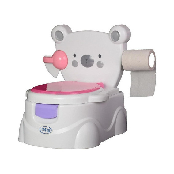 Bañito Entrenador Bebe Aeiou Oso Dispensador Musical Color Rosa