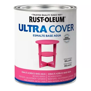 Esmalte Al Agua Ultra Cover Brochable 0,946 Litro Rust Oleum Color Rosa Intenso Brillante