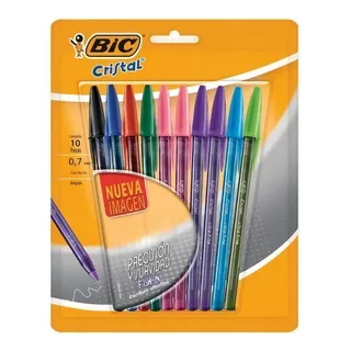 Boligrafo Bic Cristal Precision 10 Piezas Ultra Fino 0.7 Mm Color De La Tinta Varios Color Del Exterior Humo