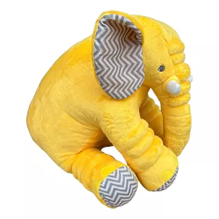 Almofada Travesseiro Elefante Pelucia Amarelo Chevron 67cm