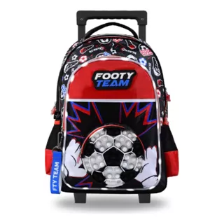 Mochila Escolar Footy Futbol F1791 Color Rojo/negro
