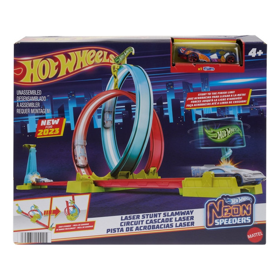 Hot Wheels Neón Speeders Pista De Acrobacias Laser Mattel