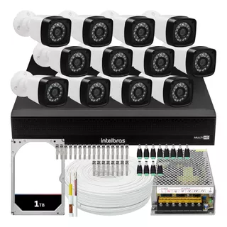 Kit Cftv 12 Câmeras Segurança Full Hd 1080 Dvr Intelbras 1tb