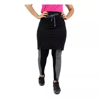 Calça Com Saia Moda Evangélica Fitness Preta Anagrom Ref7003