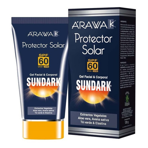 Arawak Protector Solar Sundark en gel facial factor de protección solar de 60