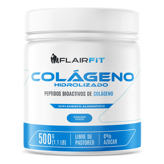 Flairfit® Péptidos De Colágeno Bovino De Alta Pureza, Proteína, Aminoacidos, Sabor Natural, En Polvo 500g