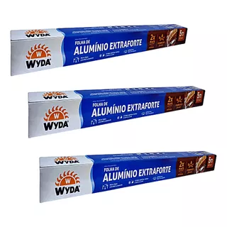 3un Rolo Papel Alumínio Extraforte 60cm X 5 Metros (kit C/3)