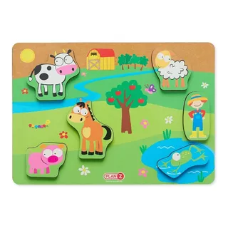 Juego Encastre Madera Volumen Didácticos Infantil Niños Color Granja