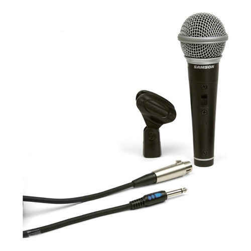 Microfono Samson R21s Cardioide Dinamico + Cable Y Pipeta Color Negro
