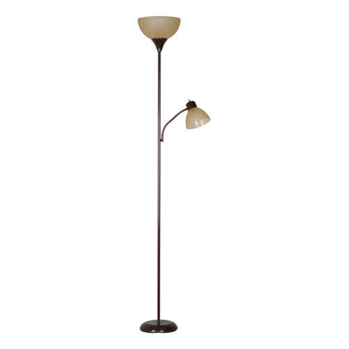 Lampara De Piso Con 3 Niveles De Luz,182.9 Cm Alta Moderna Estructura Café Pantalla Crema