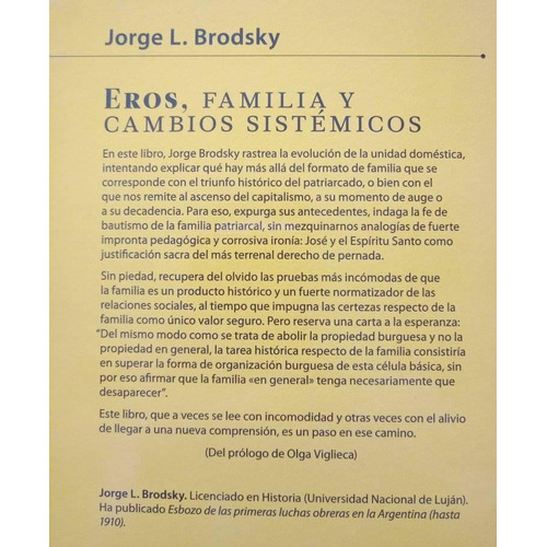 Eros, Familia Y Cambios Sistémicos, Jorge Brodsky