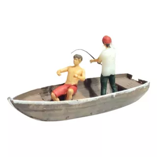 Bote Con Figuras Pescador Escala Ho 1/87 Adorno Maquetas 