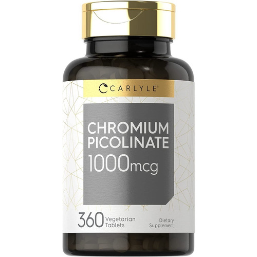 Picolinato De Cromo 360 Tabletas 1000mcg Chromium Picolinate Sabor Sin sabor