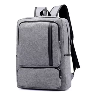 Mochila Urbana Puerto Usb Para Cargador Power Bank Color Gris