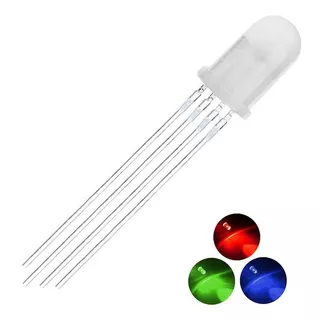 100 Peças Led 5mm Rgb Catodo Comum Difuso 4 Pinos K1700