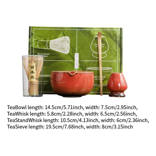 4x Japanese Matcha Set Matcha Scoop, Acessórios Vermelho | Frete