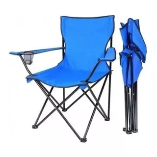 Silla Plegable Camping Playa Picnic Con Porta Vasos Color Azul