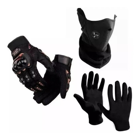 Cuello Mascara Neoprene + 1era Piel + Guantes Pro Biker Fas!