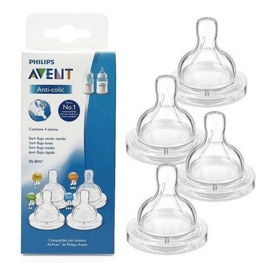 Set 4 Tetinas Avent Para Mamadera Classic Anticolic Philips