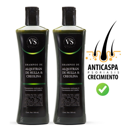  2 Pack Shampoo Alquitran & Creolina (caspa, Ceborrea) 500 Ml