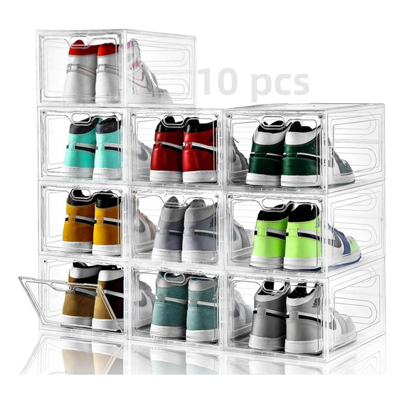 Cajas Apilables Transparentes Plásticas P/zapatos, 10 Piezas