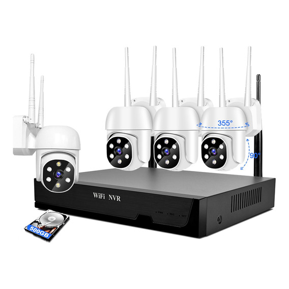 Kit De Cámaras De Vigilancia Nvr Wifi Con Audio De 500gb