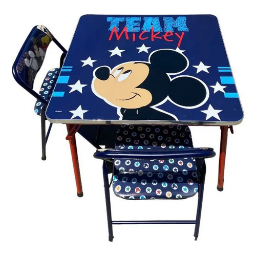 Mesa Didáctica De Actividades Para Niños Con Sillas Color Azul Mickey