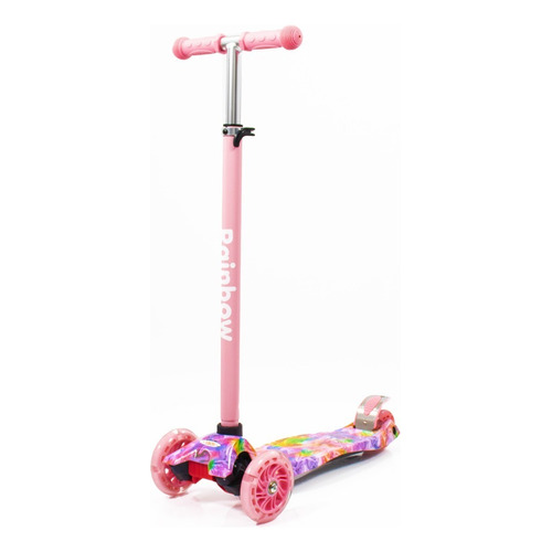 Monopatín De Pie Rainbow Wind Con Protecciones Rosa Bebe