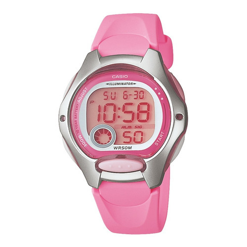 Casio Lw-200-4bvdf Reloj Mujer Core Ladies Color Rosa Color Con Bisel Plateado