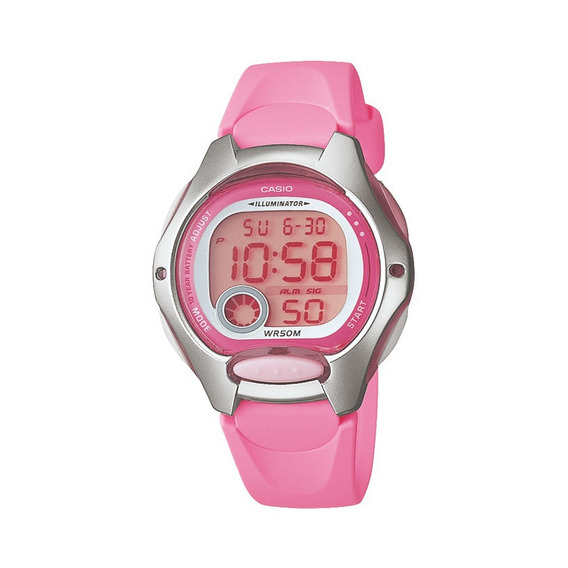 Reloj Mujer Casio Lw-200-4bvdf Core Ladies Color De La Correa Rosa Color Del Bisel Plateado Color Del Fondo Rosa