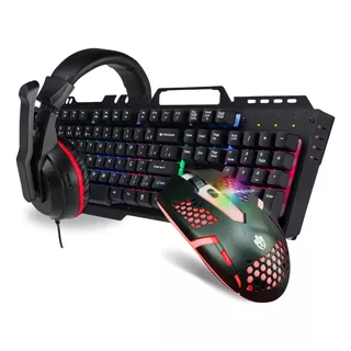 Combo Gamer Periféricos Teclado Mouse Rgb Headset Kit Gamer