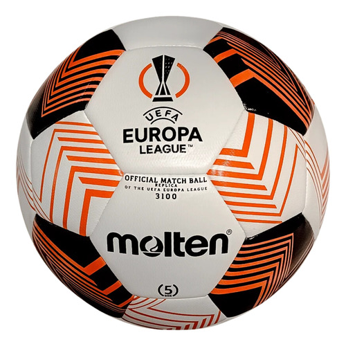 Balón De Fútbol Molten Uel F5u3100 No.5 Uefa Texturizado Color Blanco/naranja/negro