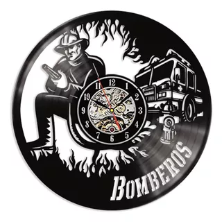 Reloj De Pared Bomberos En Disco De Vinilo Lp De 30cm