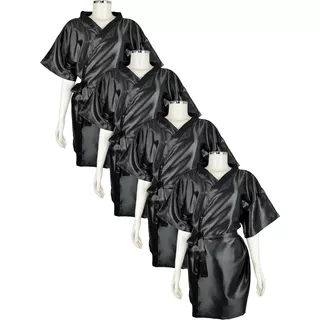 Robe / Quimono Profissional Feminino Preto Kit C/ 4 Un.