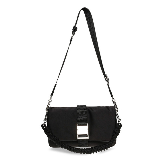 Bolsa Messager Bklicks Steve Madden Mujer Acabado De Los Herrajes Niquel Color Negro Color De La Correa De Hombro Negro Diseño De La Tela Liso