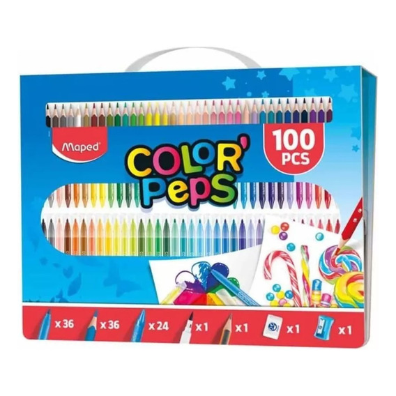 Set Maped Marcadores Colorx100 Ps Kit Escolar Arte - El Rey