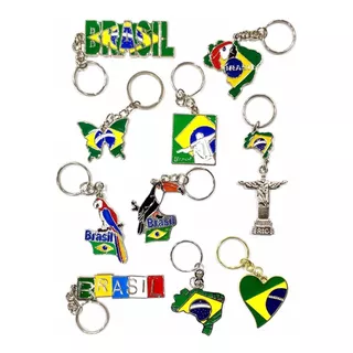 Kit 20 Chaveiros Brasil Bandeira Mapa Ótima Qualidade Lindos