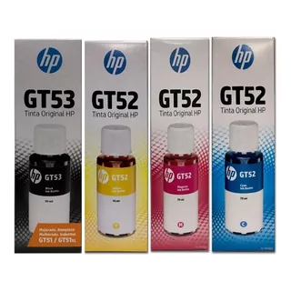 Kit 4 Botellas Tintas Originales Gt53 Negro | Gt52 Colores 