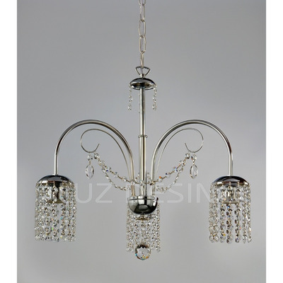 Lampara Velador Lyon Cromo Cristal Cairel Apto Led 