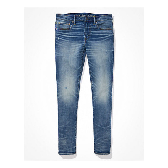Ae Jeans Airflex+ Skinny Gastado Marea Azul