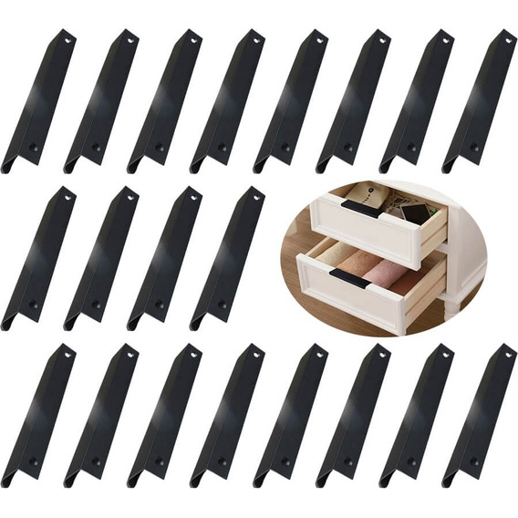 15 Cm Jaladera Oculta Perfil L Para Cajon Puerta Negro 20pzs