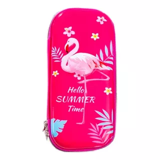 Estojo Case Organizador Material Escolar Feminino Flamingo